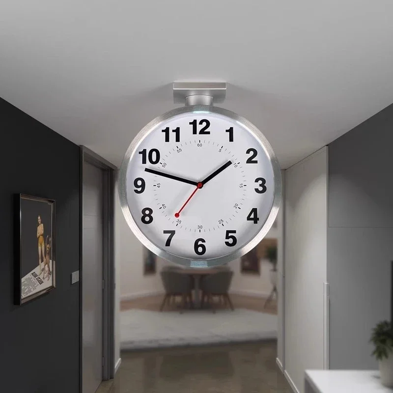 Metal Wall Clocks Double Sided Clock Bedroom Modern Elegant Design Watch Interior Luxury Magnetic Attraction Quartz Watches