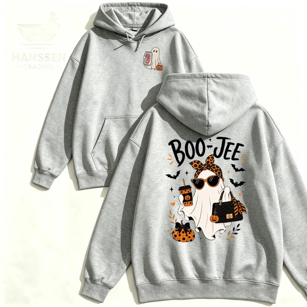 Bougie Ghost Hoodie Unisex Double Sided Leopard Accessories Halloween Party Spooky Graphic Print Long Sleeve Casual Autumn Gift