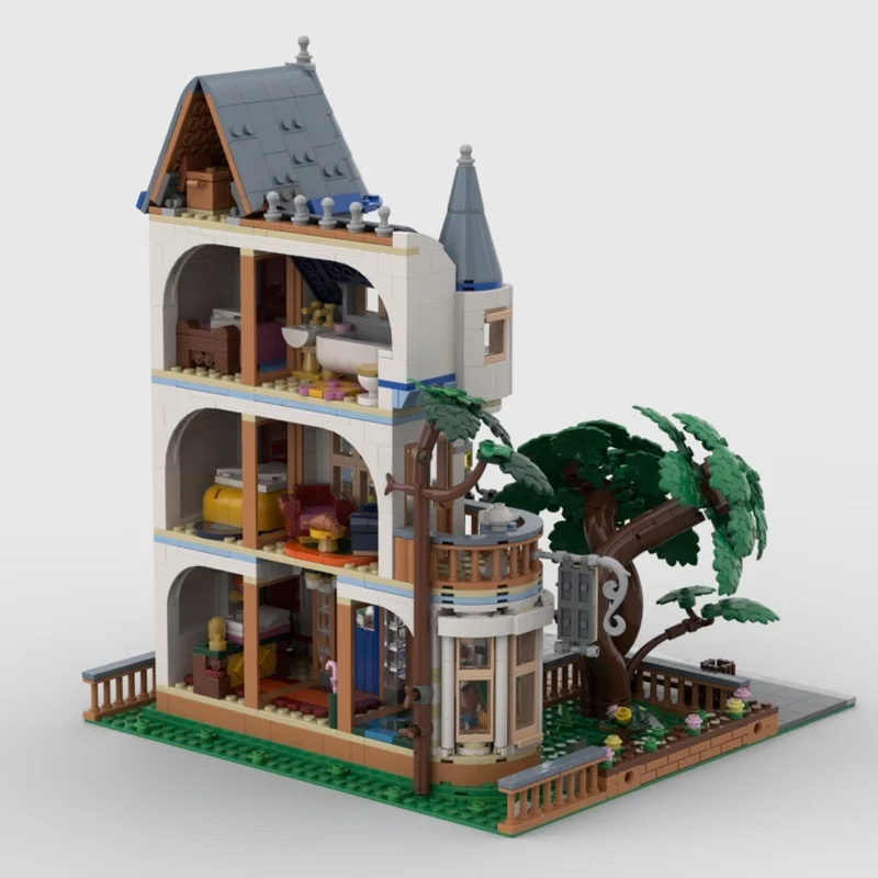 411 قطعة MOC وحدات عرض مجموعة القلعة السرير وحدات نموذج هدية الكريسماس اللبنات العمارة لتقوم بها بنفسك لعبة فكرة الإبداعية للأطفال