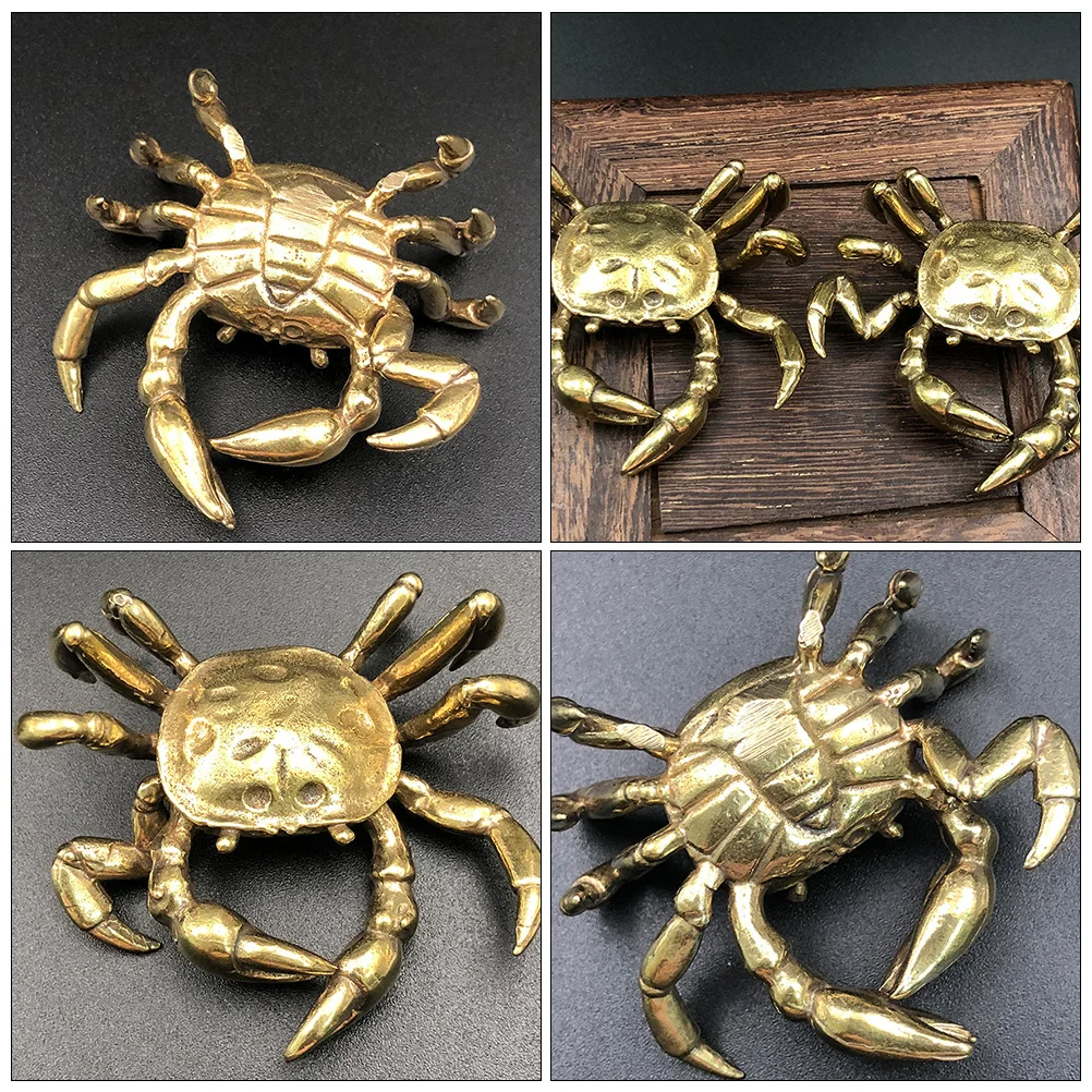 

Crab Ornaments Decorations Sculpture Desk Statue for Office Brass Mini Crafts Table