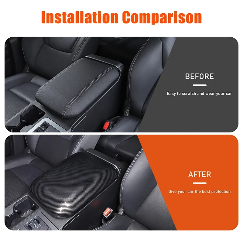 For Toyota Land Cruiser Prado 250 LC250 2024-2025+ ABS Carbon Fiber Car Armfer Box Protective Cover Car Interior Accessories