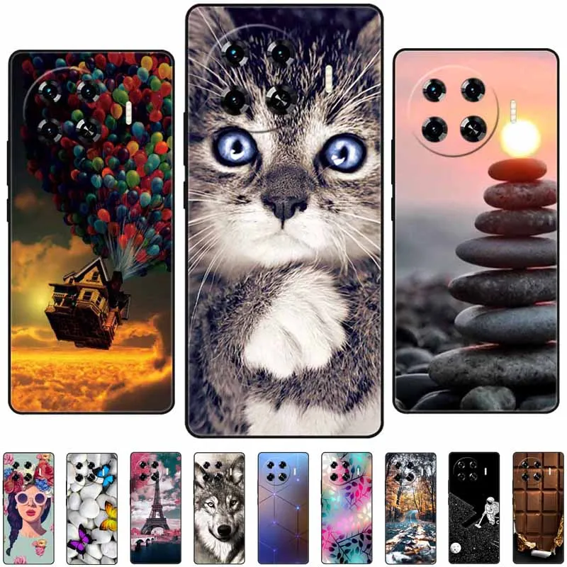 Soft Lovely Cases For Tecno Spark 20 Pro Plus Case Silicone Wolf Tower Cat Phone Covers For Tecno Spark 20 Pro+ Cover KJ7 TPU