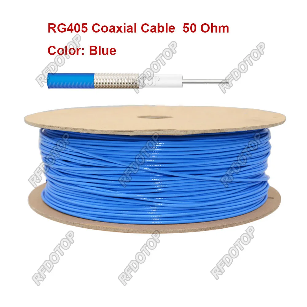 Semi-Flexible Blue RG405 Coaxial Cable High Frequency Test Cable 50ohm 086 RF Coaxial Cable Pigtail Jumper Blue/Red/Silver Color