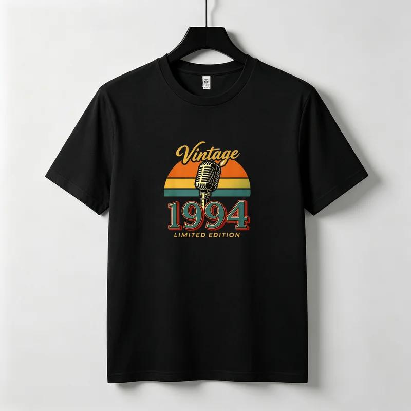 Vintage 1994 Limited Edition Microphone Retro Sunset Graphic Tee Unisex Women Men Cotton Summer Casual Birthday Gift Top