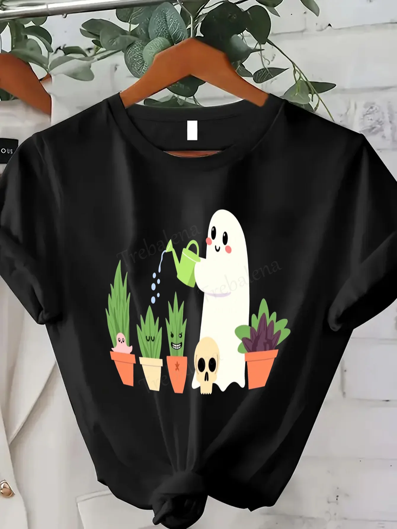 여성 티셔츠 여성용 귀여운 유령 원예 티셔츠, 할로윈 재미있는 스타일