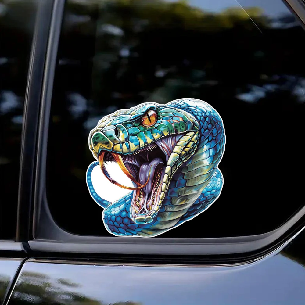 Vibrant Blue Snake Vinyl Decal, 12x12cm PVC Sticker with Lifelike Details, Suitable for Cars, Helmets, Motorcycles And More