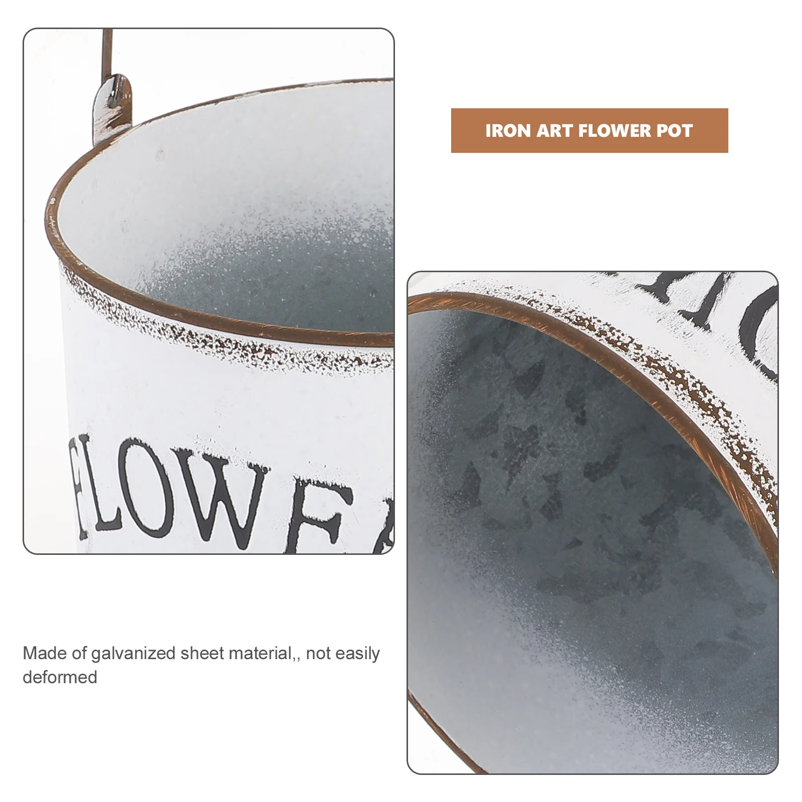 

2Pcs Iron Art Flower Pot Durable Practical Tin Hanging Pot for Balcony Garden Home Decor Brighten Sheds Random Style White