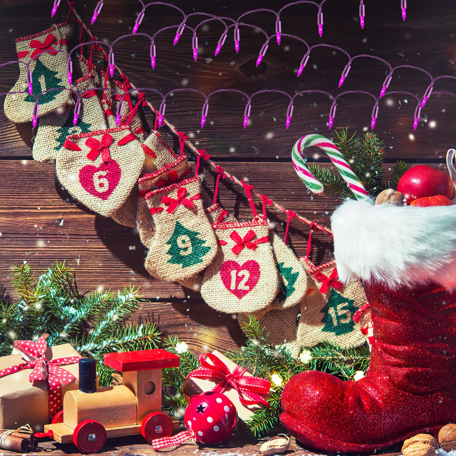 Guirlande lumineuse de noël à 50 LED, pratique, pour arbre de noël, fête à domicile, décoration intérieure et extérieure, lumières d'arbre de noël