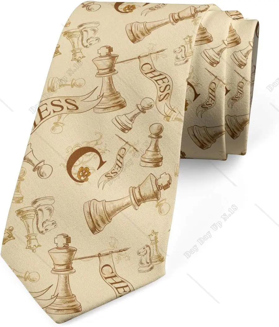 Chess Vintage Pattern Multicolor Modern Men's Tie Holiday Outdoor Daily Suit Shirt Tie Print One Size Men Gift