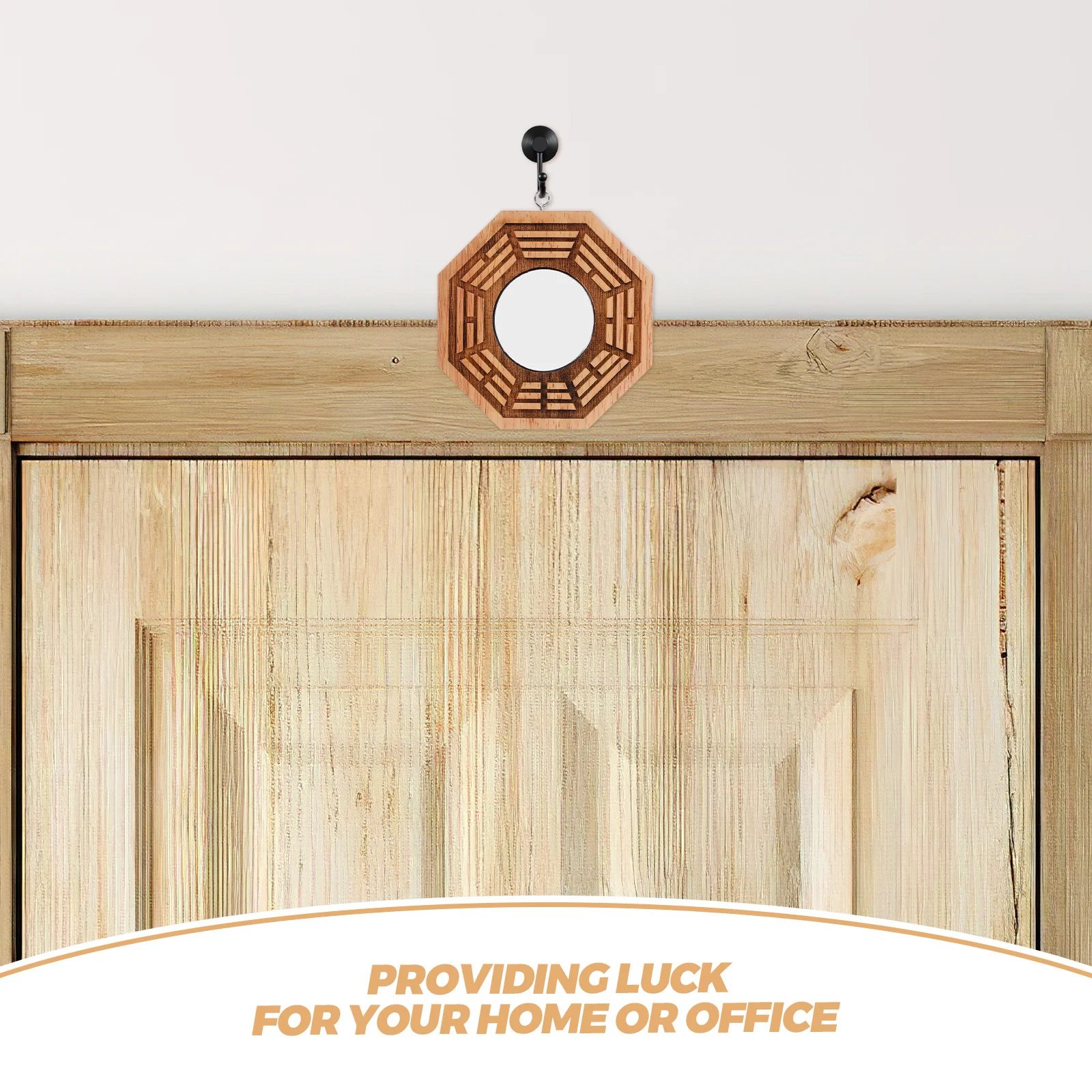 1 قطعة مرآة باغوا الخشبية يدويا الصينية محدبة فنغ شوي مرآة لحماية المنزل الثروة محظوظ ديكور #4