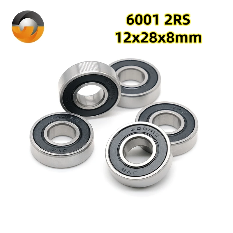 5Pcs 6001RS 12x28x8mm Motor Grade Cover Sealed 6002RS 6003RS Deep Groove Ball Bearing 6001-2RS 52100 Chrome Steel  ABEC-7