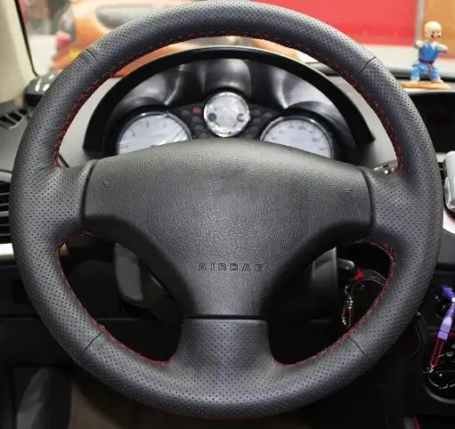 

Sew-on genuine leather car steering wheel cover Car accessories interior For Peugeot 206 207 Citroen C2 car-styling Interior