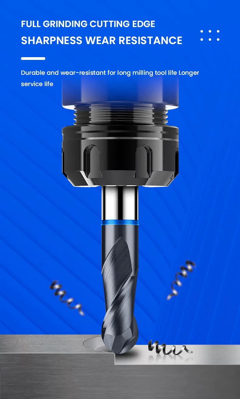 Gamont TGB-HRC65 4f farb kreis kugel fräser wolfram stahl karbid schwarz beschichtung fräser cnc mechanische end fräser werkzeuge – Detail 9