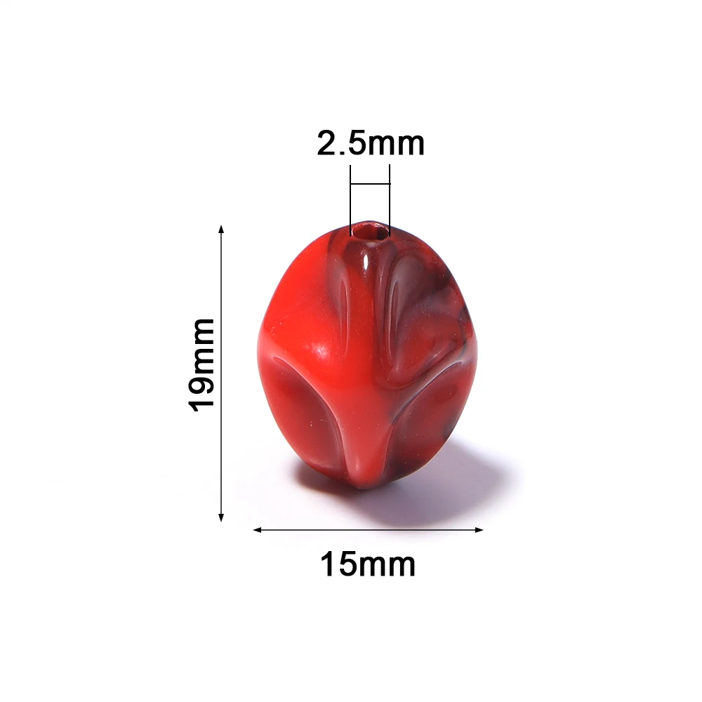 20 Stück Unregelmäßige Falten-Acrylperlen Zweifarbige Lose Abstandsperlen für Schmuckherstellung DIY Armband Ohrring Schlüsselanhänger Zubehör – Detail 1