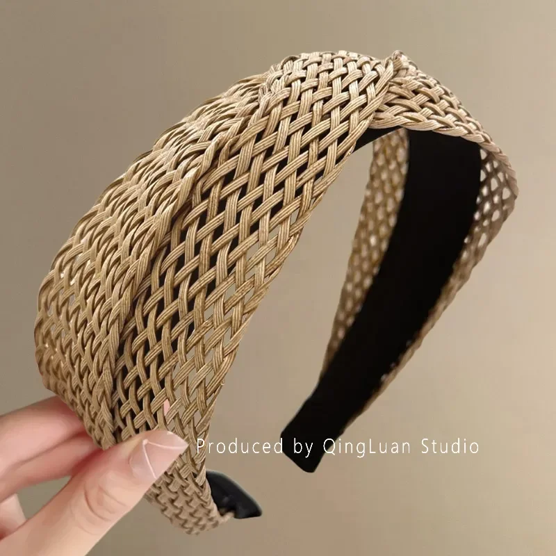 

Тот же однотонная повязка на голову из пряжи в полоску с широкими краями интернет-знаменитостей, повязка на голову с высокой повязкой на голову, аксессуары для волос с французской нежной атмосферой