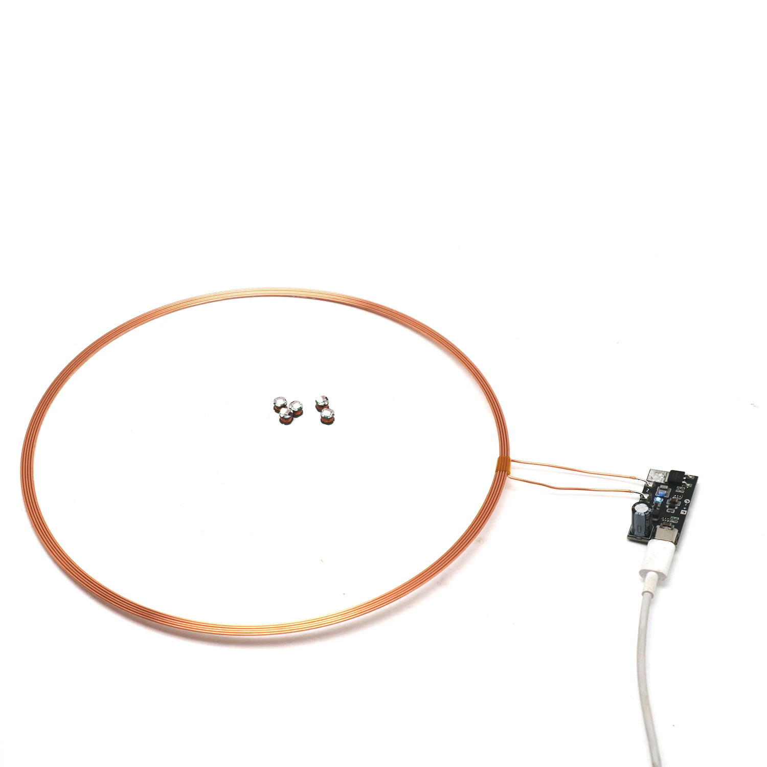 TYPE-C 5V 0-200mm Wireless Power Supply Transmitter Coil Induction 5PCS Receiver LED Light Lamp DIY Model Gundam Diorama Robots