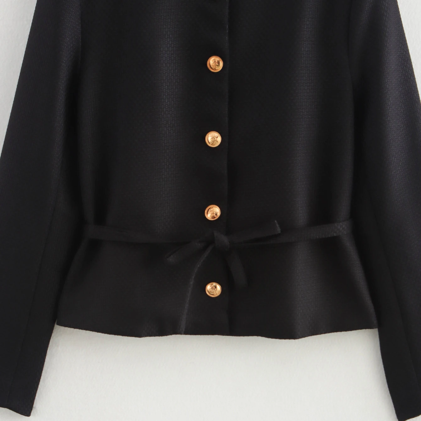 Ronde hals veterjas voor dames Amerikaanse lente herfst woon-werkverkeer blazer mode high street effen kleur textuur jas