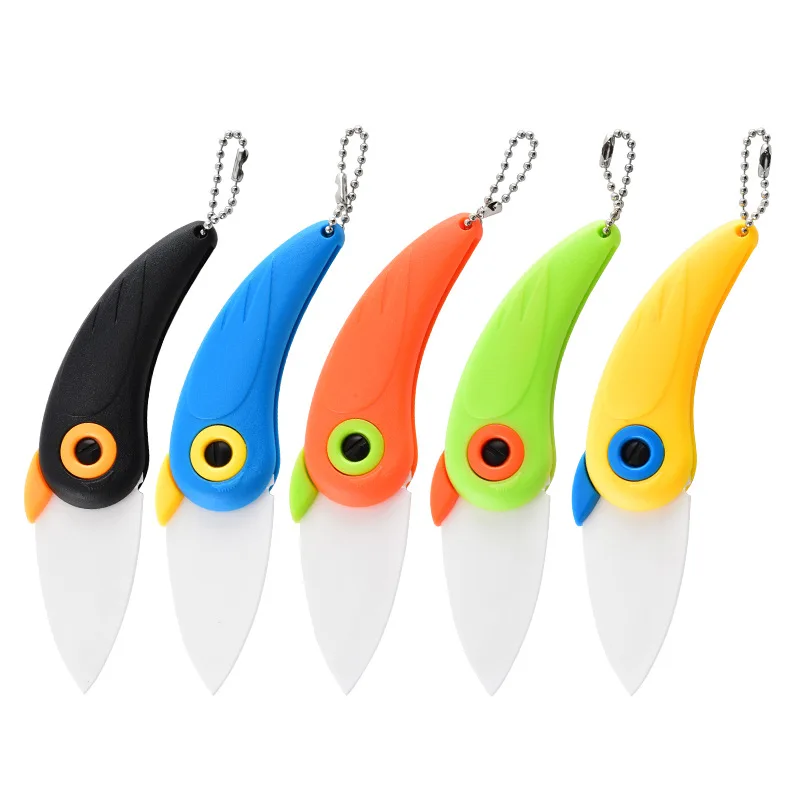 1PC Portable Ceramic Knife Creative Mini Cute Bird Multifunctional Foldable Fruit Knife Kitchen Tool Pare Peel Fold Blade