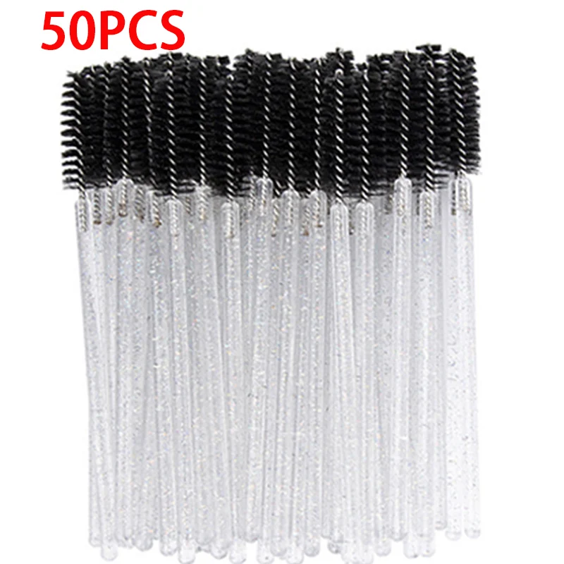 使い捨てクリスタル眉毛ブラシ,つけまつげアクセサリー,ダイヤモンドハンドル,アプリケーター,50ユニット