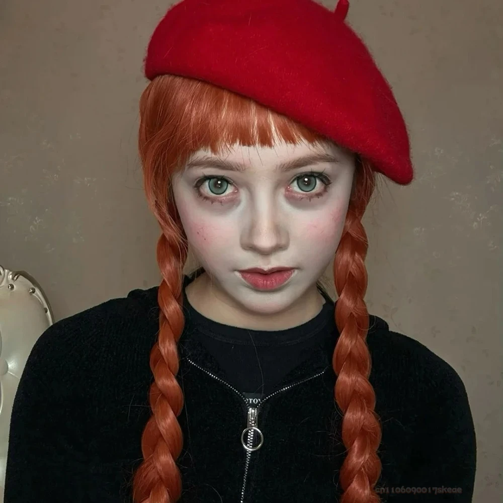 Perruque de Cosplay TV Wednesday Agnes Demille pour femmes, cheveux longs tressés, perruque synthétique résistante à la chaleur, accessoire de fête d'halloween