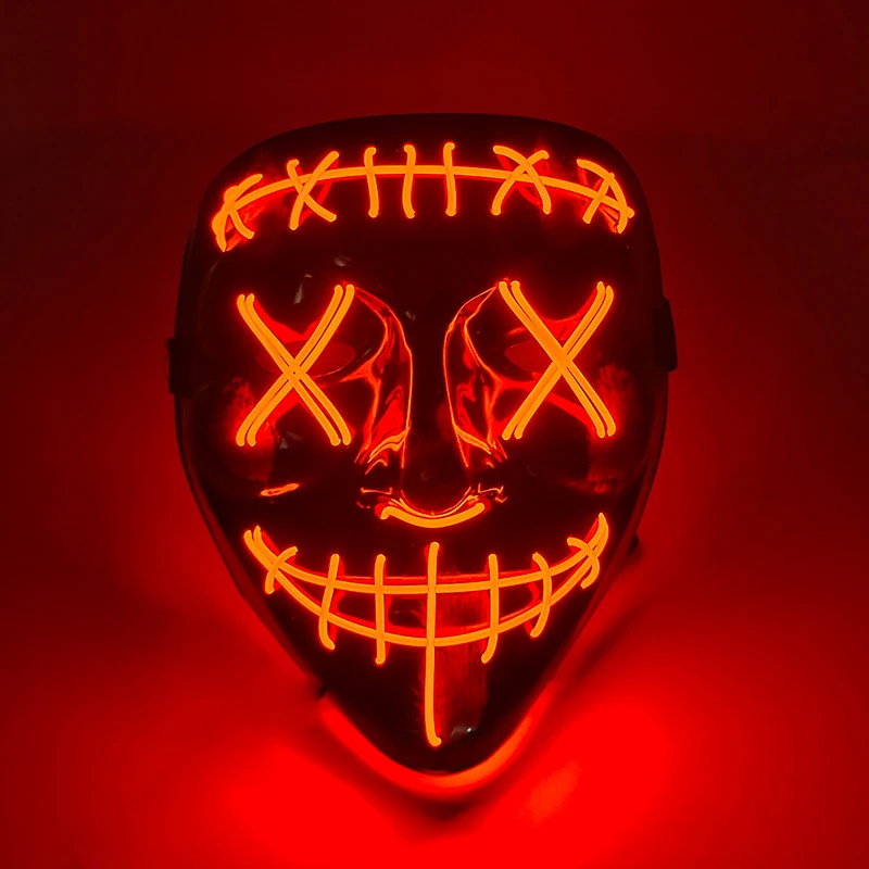 

High Quality Costumes Mask Wireless Cosplay Red Purge LED Mask Light Up In The Dark Night