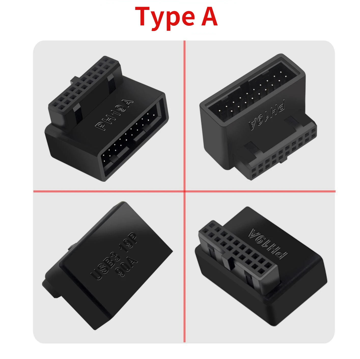 2PCS/Lot USB3.0 19/20Pin Extension Adapter with 90 Degree Steering Joint for Desktop Motherboard 19p 20p connector turn right