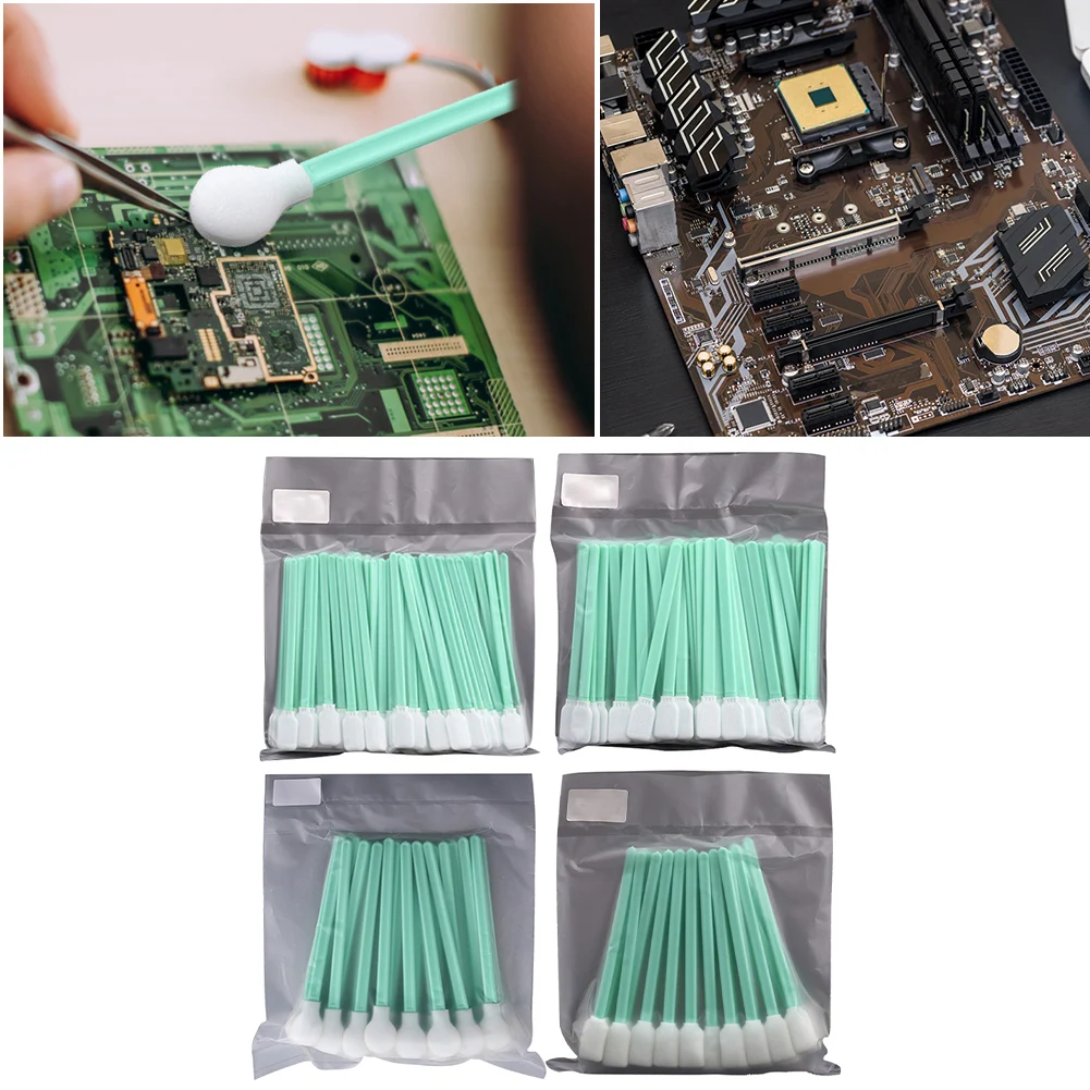 50Pcs/Bag Printhead Cleaning Swab Sponge/Polyester Stick Industry Micro Cotton Swab for Laser Lens Protective Windows Head Parts