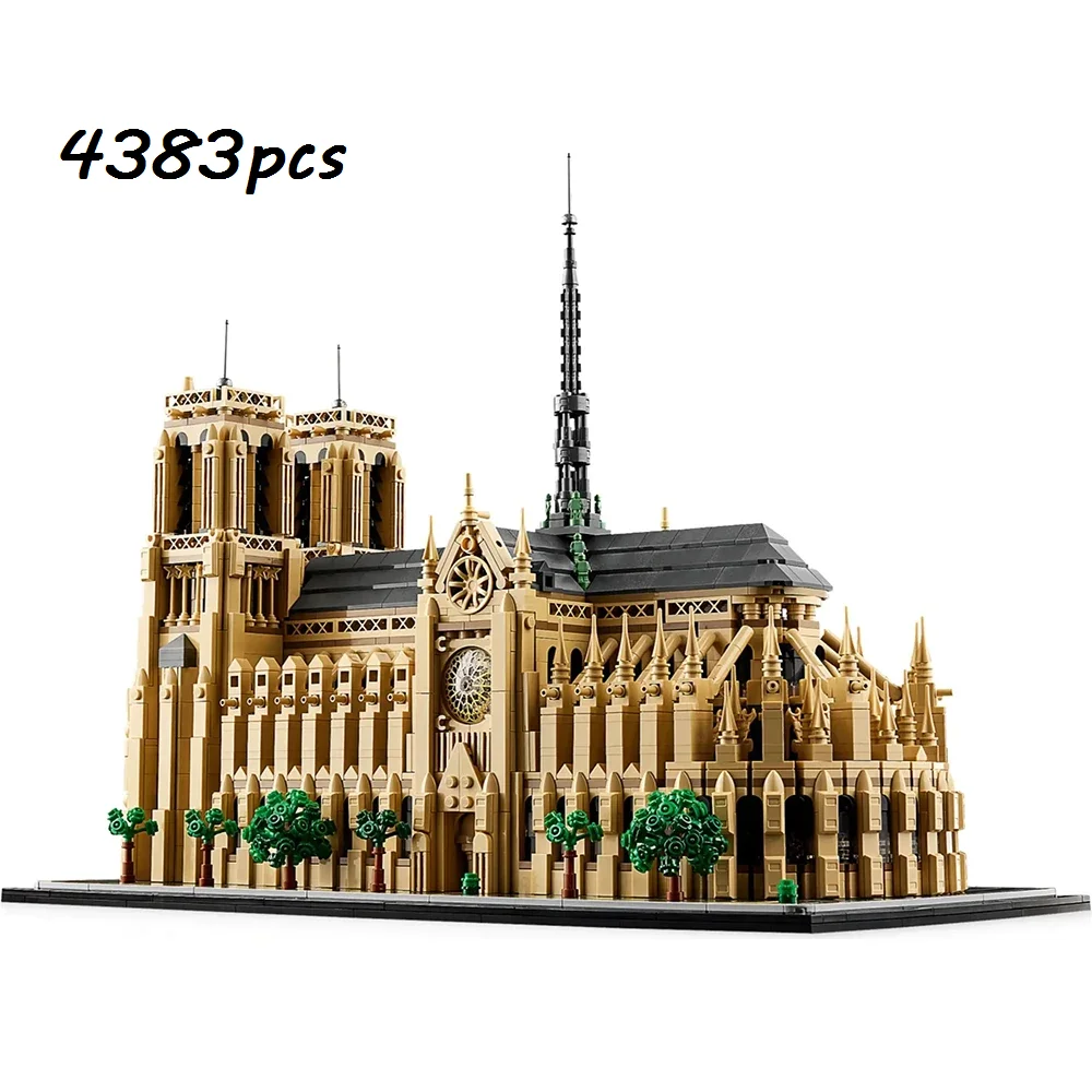 

4383 шт. Notre Dame De Paris набор строительных блоков в виде собора, большой комплект модели с видом на улицу, домашний декор и развивающая игрушка в подарок