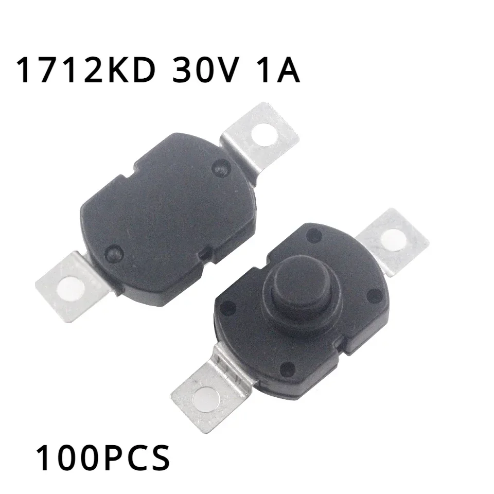 

100PCS Push Button Switch 1712KD 30V 1A Flashlight Switch LOCK 17X12X9.5MM Table lamp Switch Flashlight Button ON-OFF