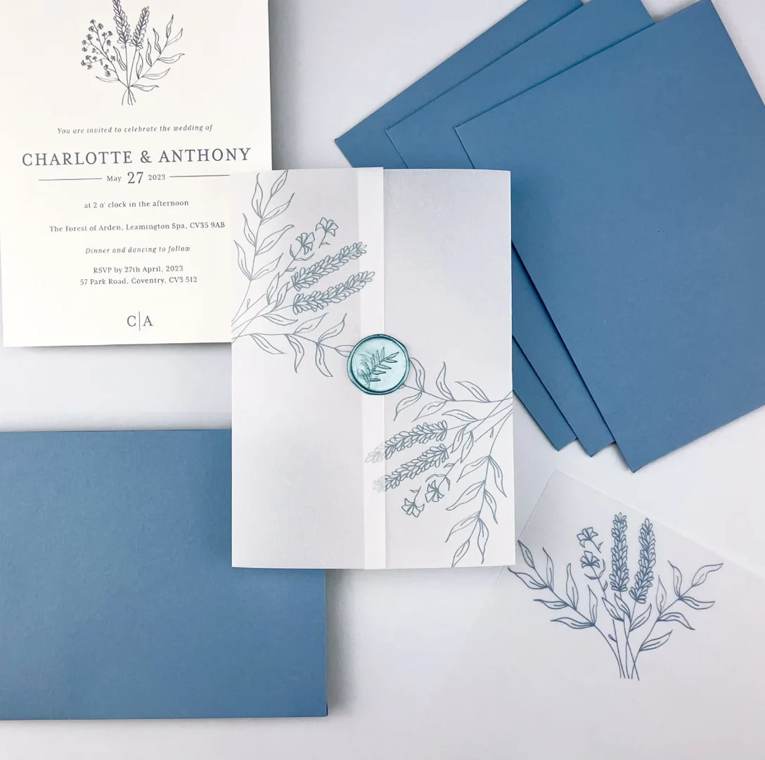 Vellum Wrap suitable for a 5 x 7 Wedding Invitation