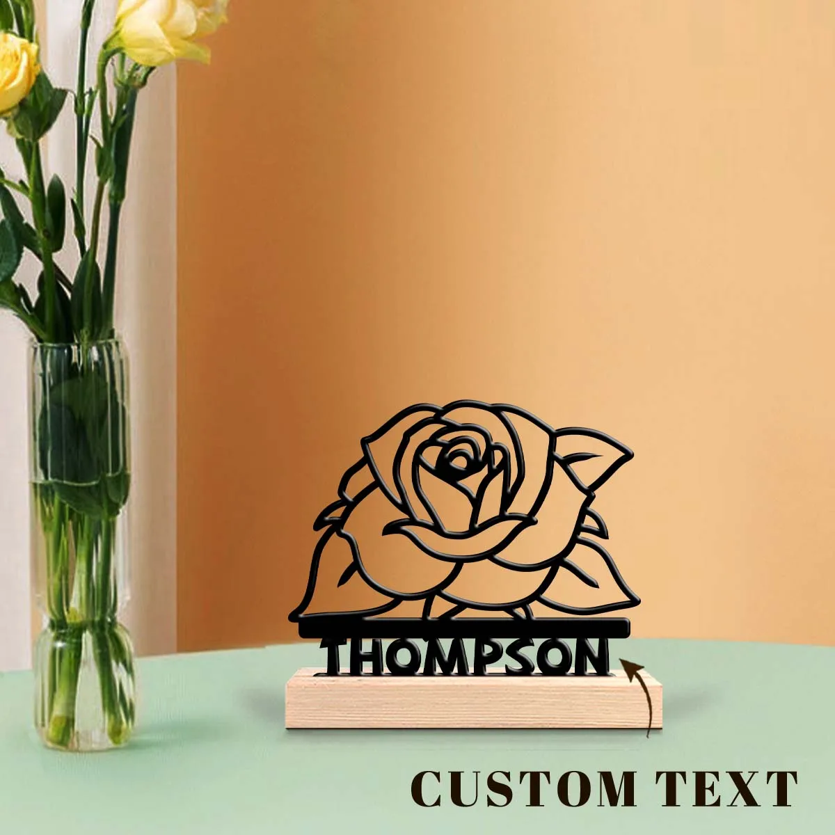 1pc Personalized Metal Artwork Custom Content Equipped with A Wooden Base Perfect for Home or Office Decoration