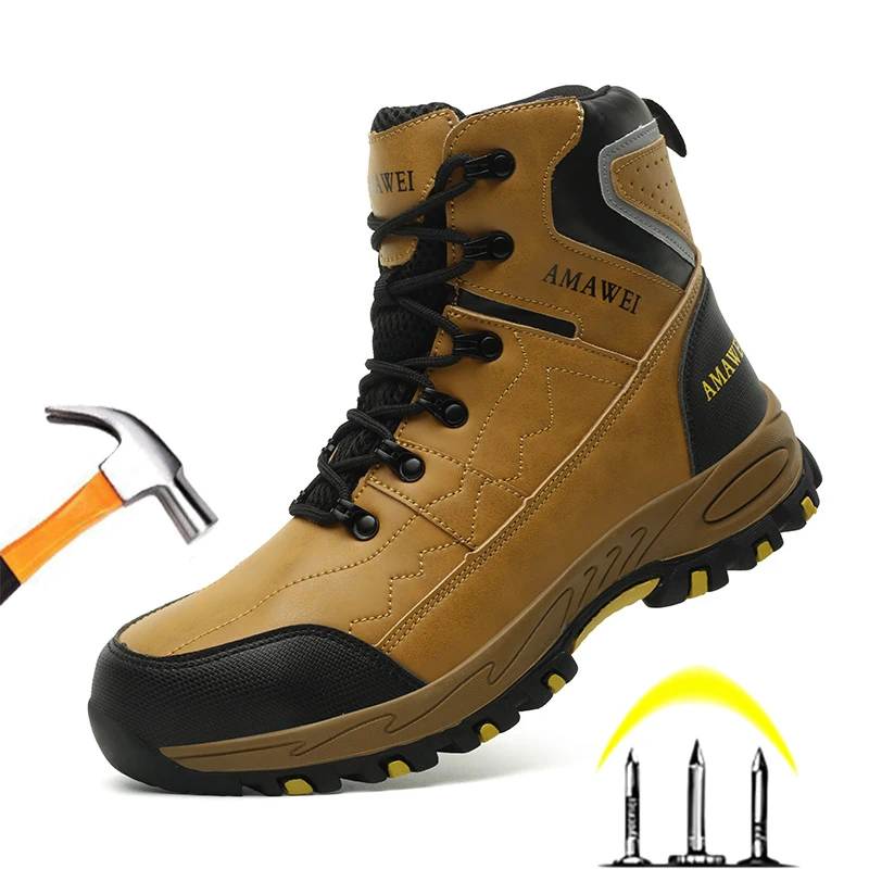 Comfort Safety Shoes Men Steel Toe Work Shoes Anti-smash Anti-puncture Indestructible Shoes Protective Boots Industrial Shoes