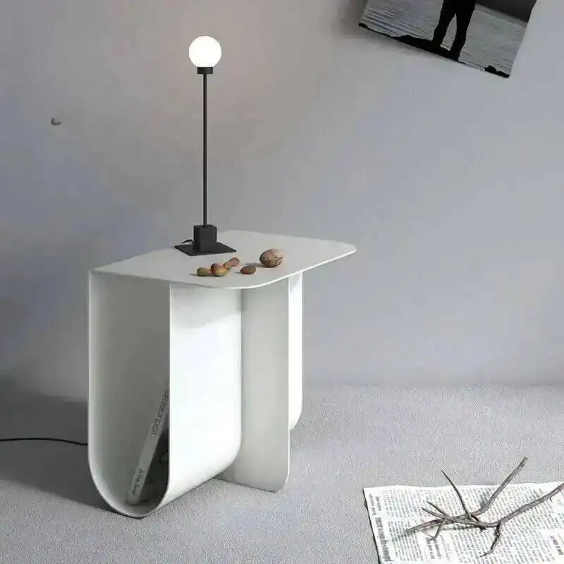 طاولة قهوة صغيرة فاخرة لغرفة النوم خفيفة الوزن، طاولة جانبية صغيرة وبسيطة وحديثة من الفولاذ الإبداعي، #5