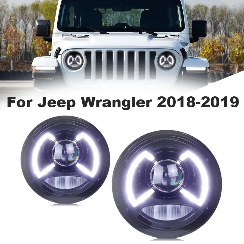 

Стайлинг автомобиля для Jeep Wrangler светодиодный фары 2018-2019 фары Wrangler DRL сигнал поворота дальнего света ангельские глазки