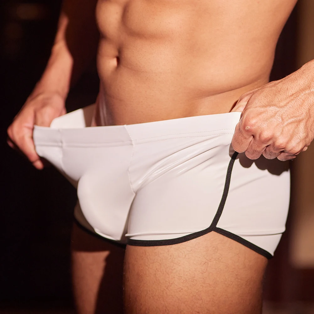 

Mens Oil Shiny High Elastic Pouch Underwear Sexy Lingerie Underpants Breathable Comfortable Boxers Shorts