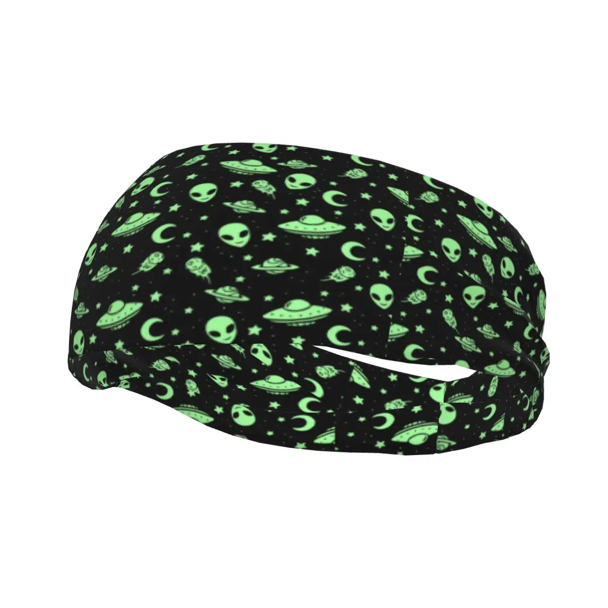 

Sports Sweatband Breathable Headband Sweat Hair Head Band Green Alien UFO Moon Yoga Headband