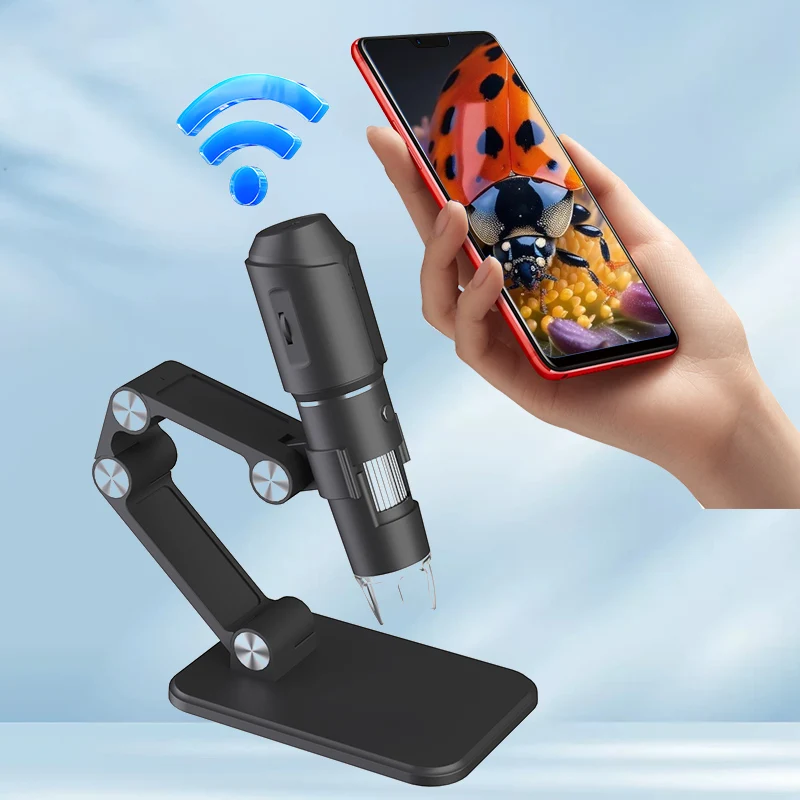 Wireless Digital Microscope 50X-1600X Magnification WiFi Portable Handheld Microscopes with Adjustable Stand FOR iPhone Android