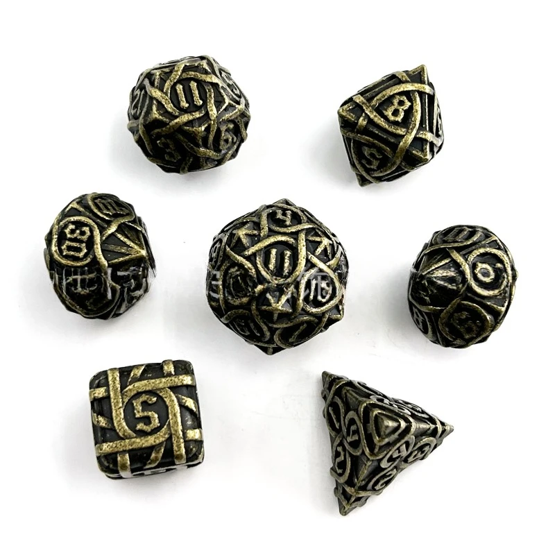

7pcs Premium Metal D20 Dice Set for DND RPG Games Colorful Heavy Duty Polyhedral Dice with Unique Digital Design Entertainment