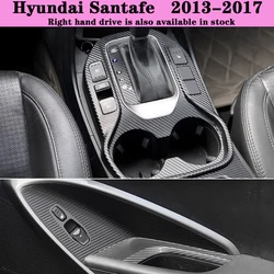 Suitable for Santafe Interior Stickers, Carbon Fiber Modified Film for Central Control Gear Shift for Hyundai Santafe 2013-2017