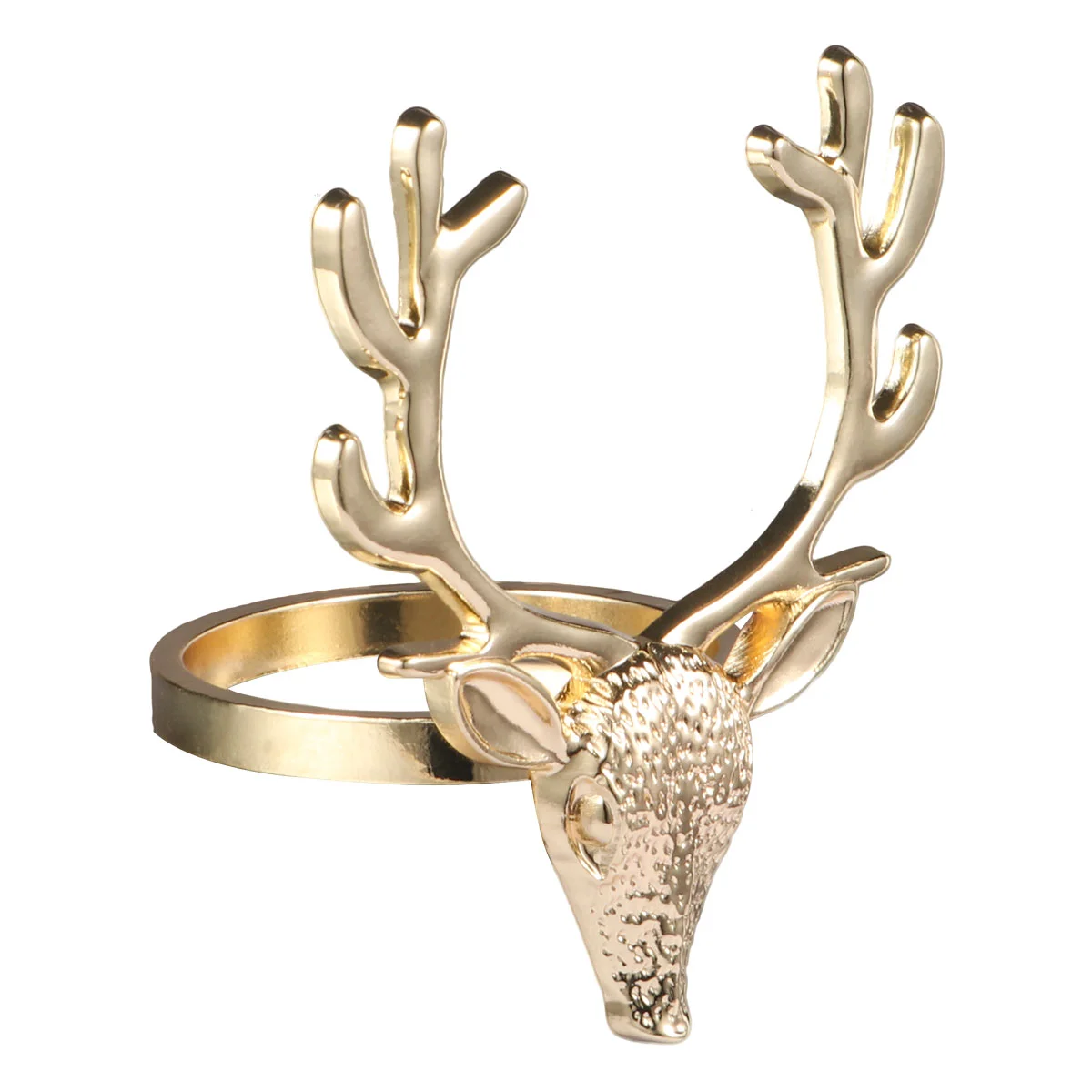 

4 Pcs Leaves Christmas Deer Head Napkin Buckle Ring Boho Home Decor Holder Alloy Rings