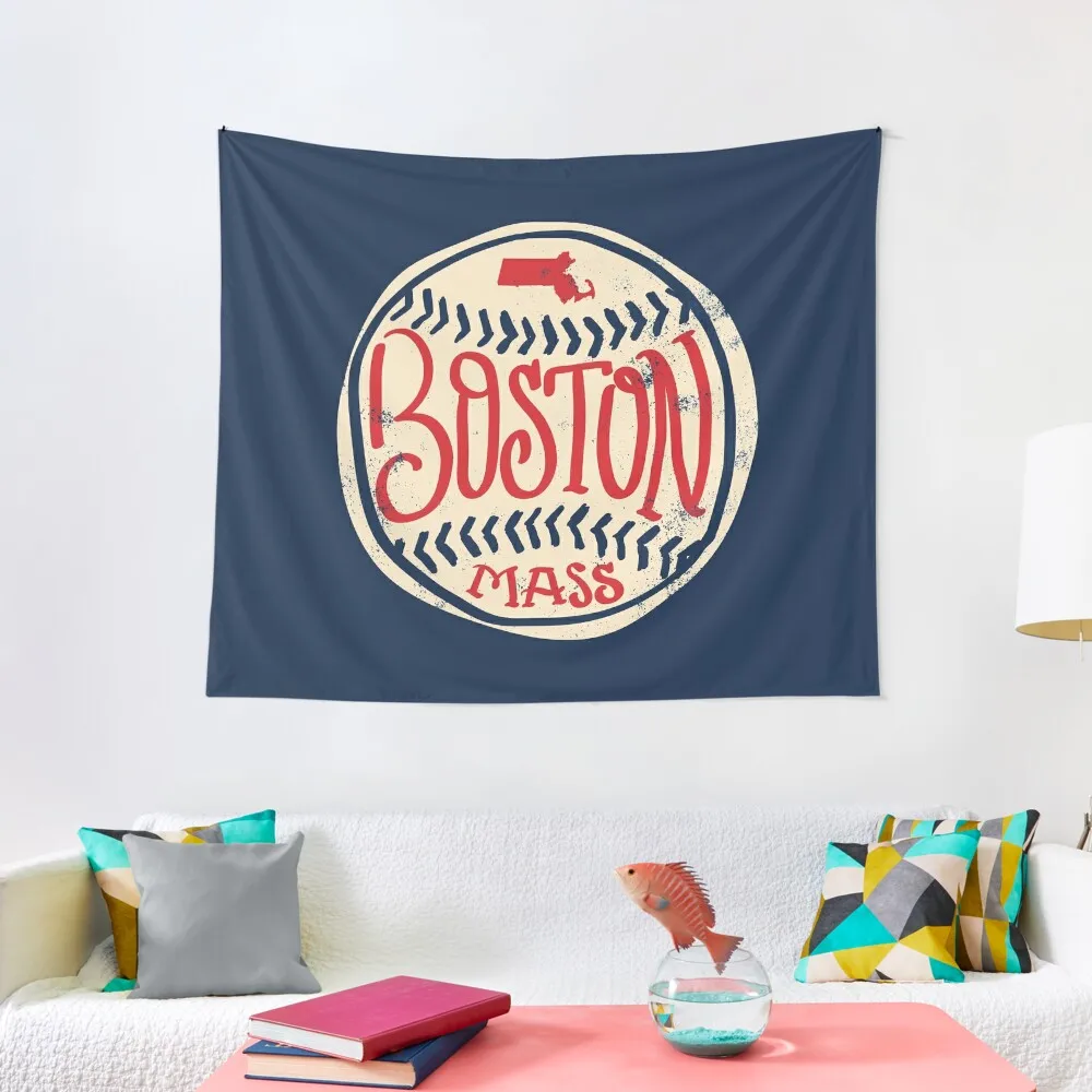 

Hand Drawn Baseball for Boston with custom Lettering Tapestry Wall Deco Wallpaper Bedroom Tapestry