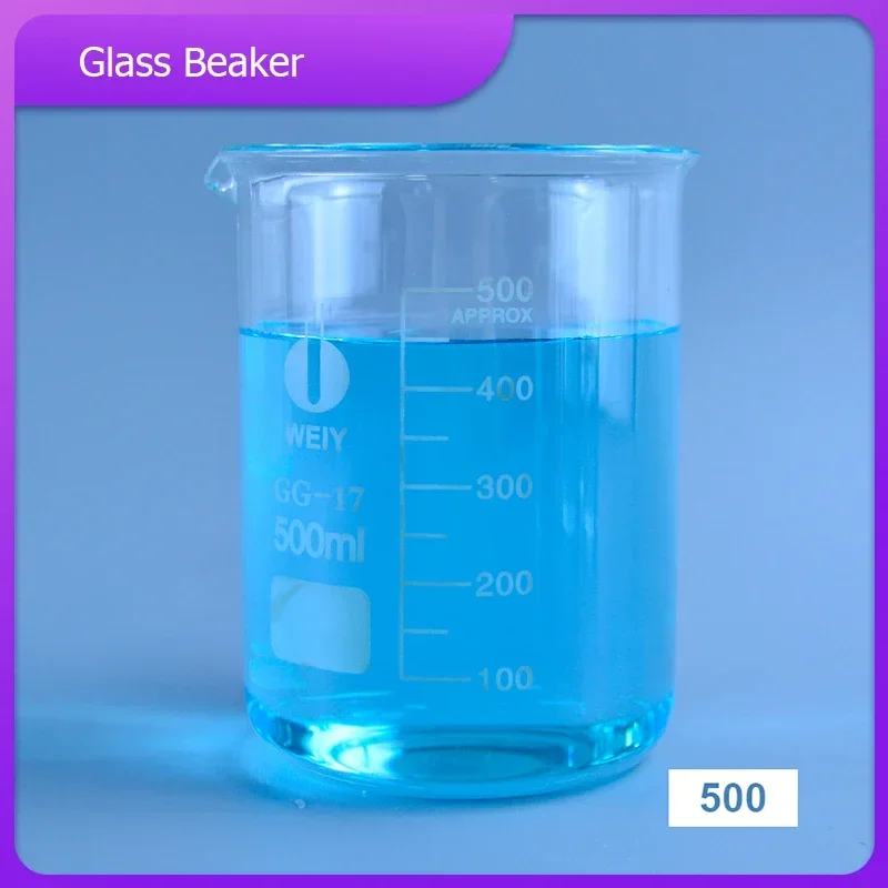 

500ml Low Form Beaker Chemistry Laboratory Borosilicate Glass Transparent Beaker Thickened with spout 1PC