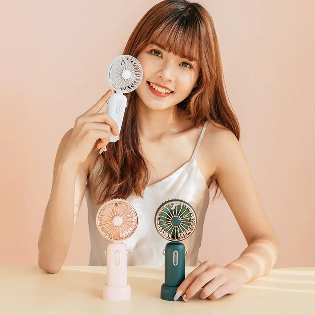 WT-F40 Desktop Mini Outdoor Portable Handheld Neck Fan With Spiral Four Leaves Three Gears Wind Silent Operation