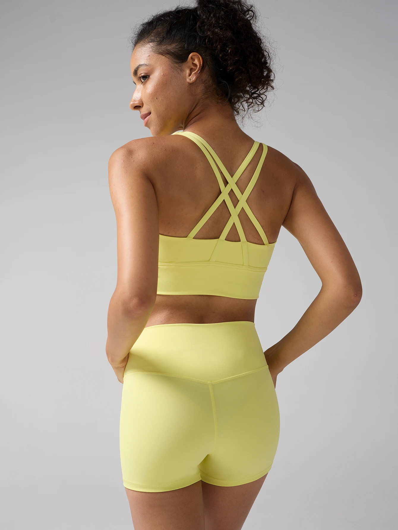 Women 2 Pieces Yoga Short Sets Cross Beautiful Back Yoga Bra High Waist Elasticity Yoga Shorts Cycling Fitness Leisure Sport Set