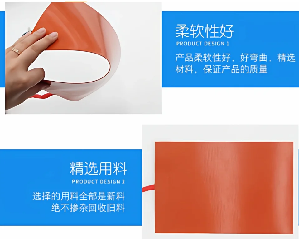 Quality Adjustable Temperature Silicone Rubber Heater Plate and Heating Sheet, with Thermostat 3D Hot Bed Pad for Printer