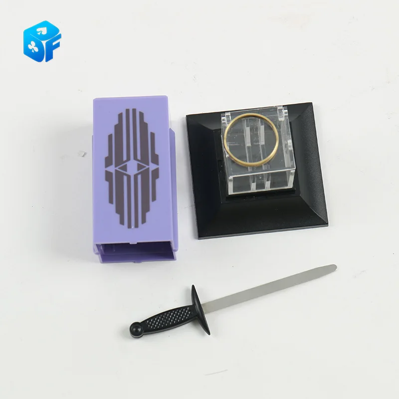 Tenyo Sword Through Ring Inside Casket (Crystal Cleaver) Magic Tricks Penetrating Sword Thru Magic Props Gimmick Accessories Toy