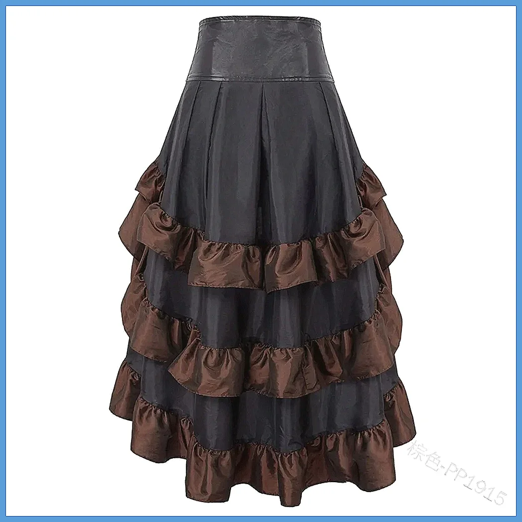 Vintage Patchwork Ruffles Skirt High Waist Summer Mini Skirt for Women Ankle Length