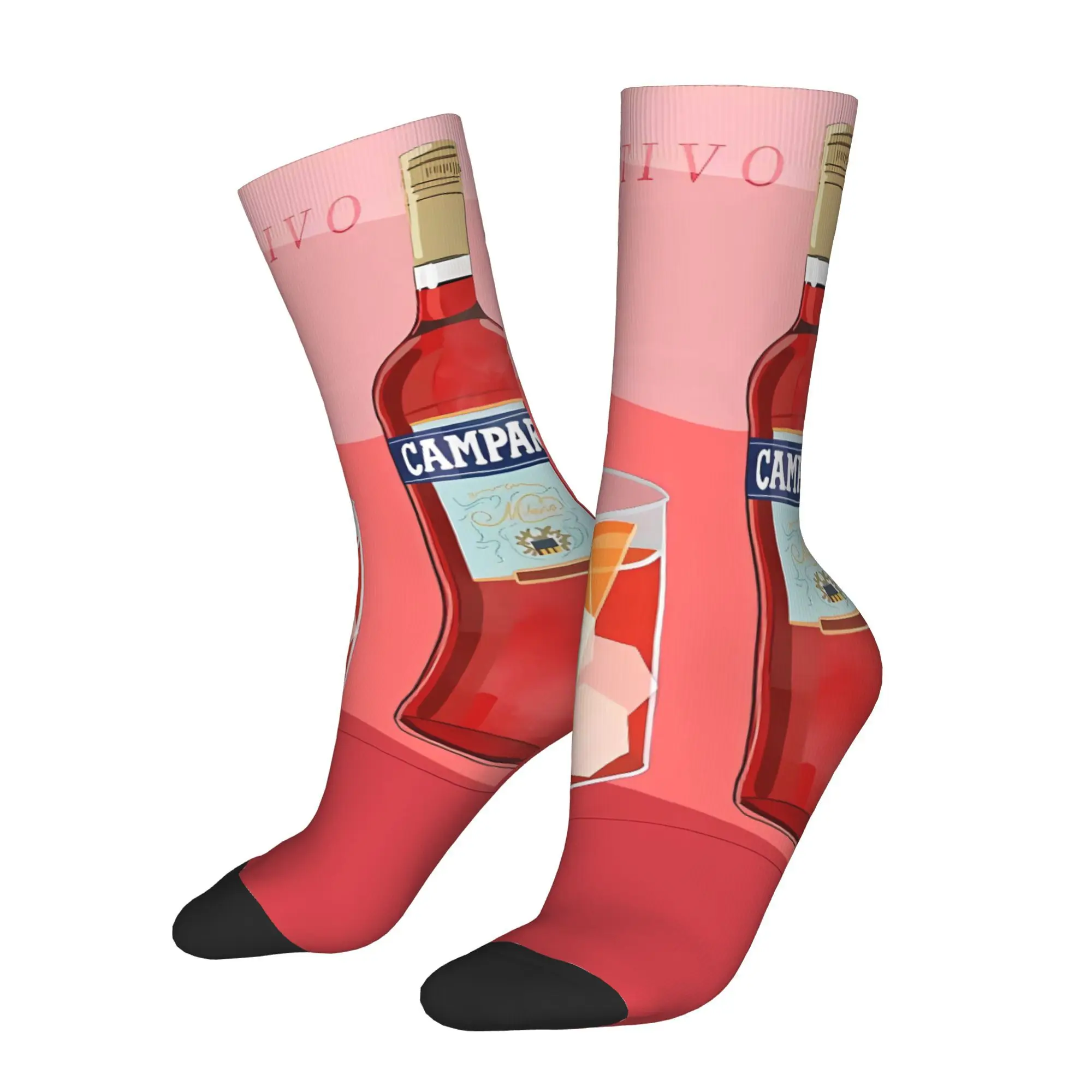 

Italian Bitter Liqueur Campari Sock Printed Man Polyester Fashion