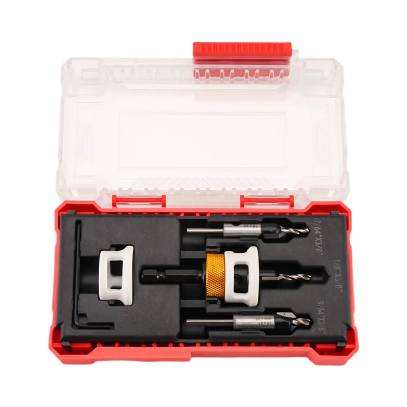 

Countersink Drill Bit Set With Adjustable Depth Stop Quick Change Countersink Drill With Replaceable Drill Bits-AA70