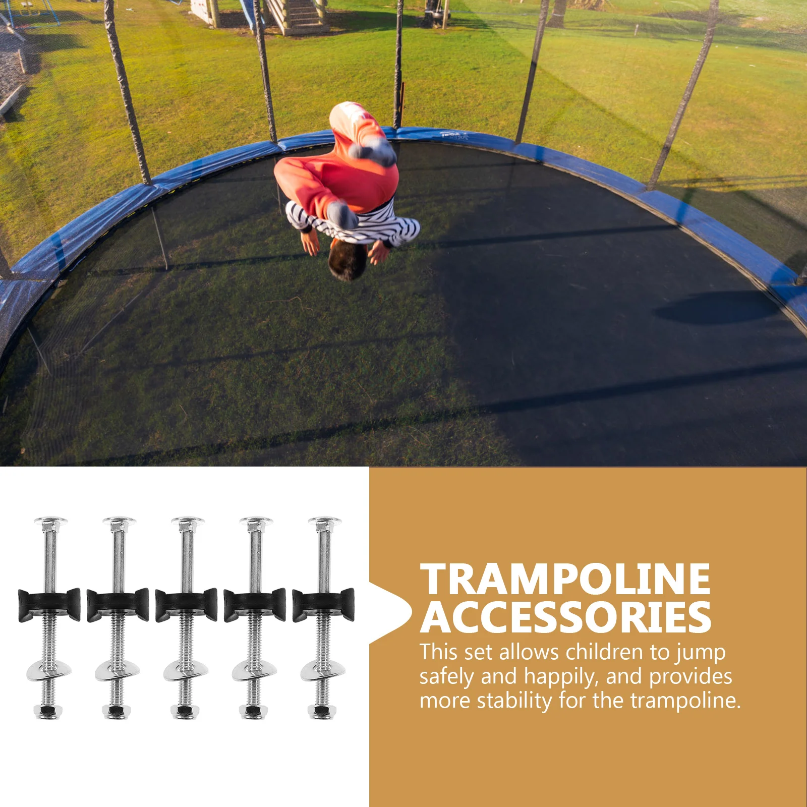 

12pcs Trampoline Fixing Long Durable Stability Wear-Resistant Replacement Parts Iron Anti-Falling Enclosure for Trampoline